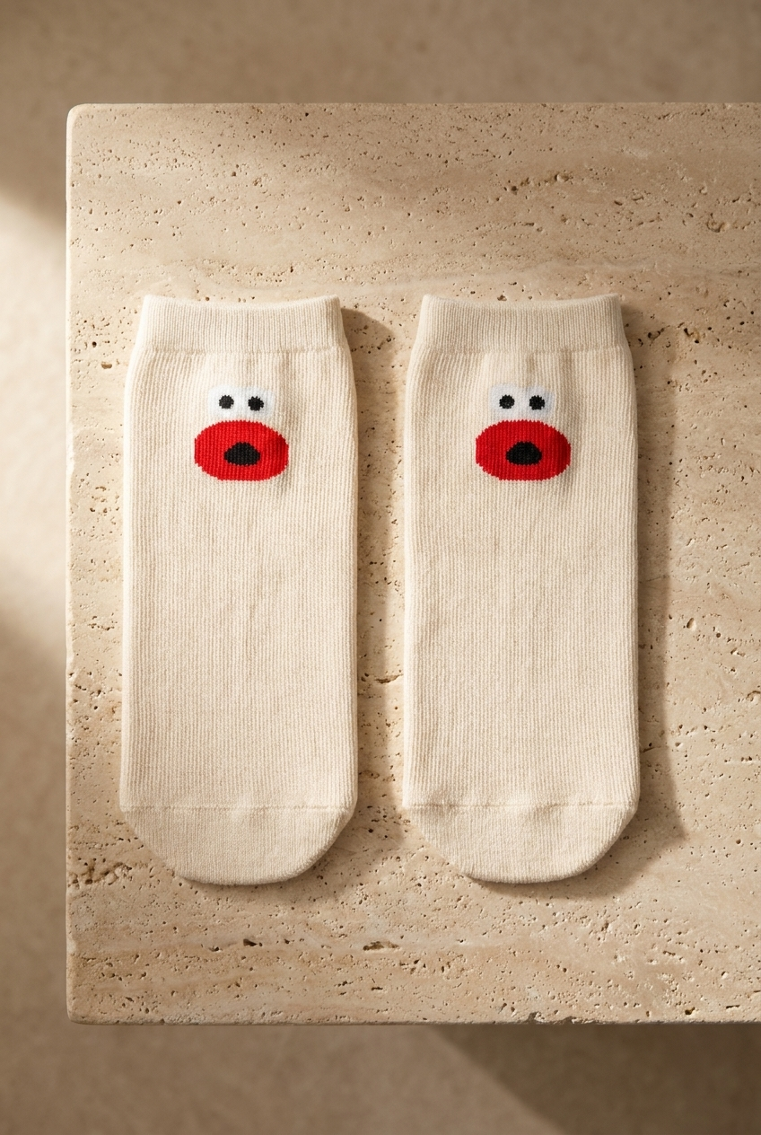 Kids Face Printed 3-Pack Ankle Socks