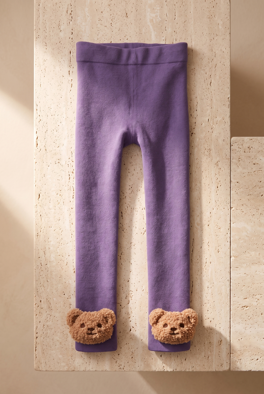 Çocuk Teddy Aksesuarlı İçi Havlu Tayt Mor