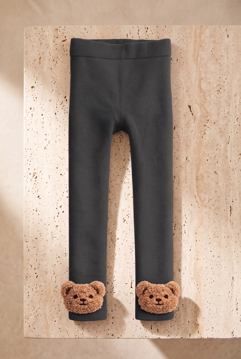 Çocuk Teddy Aksesuarlı İçi Havlu Tayt Füme