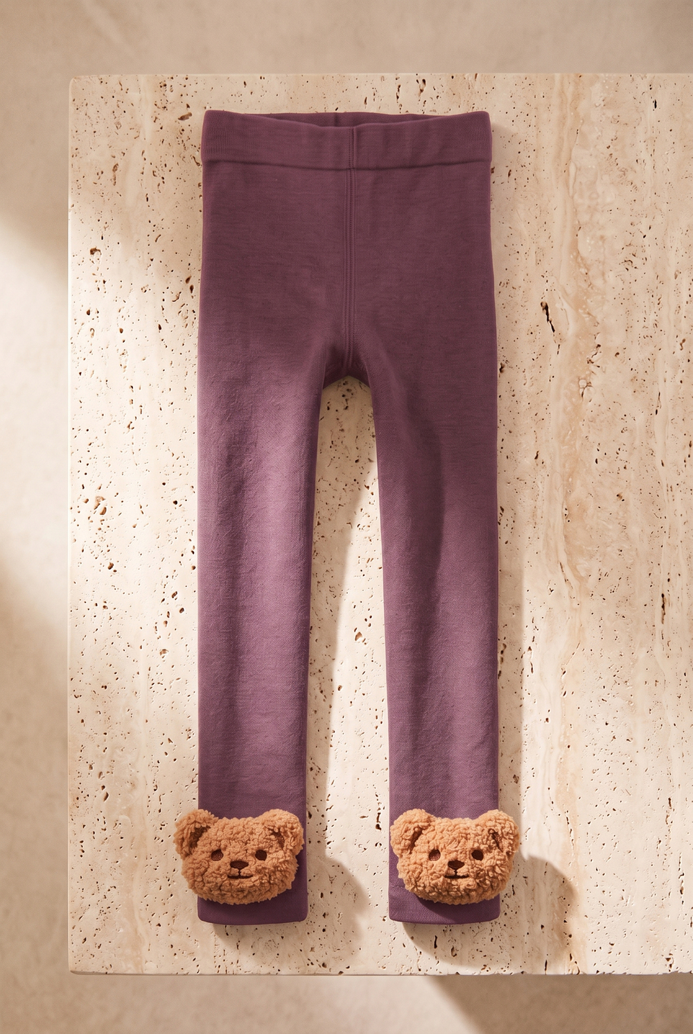Çocuk Teddy Aksesuarlı İçi Havlu Tayt Gül Kurusu