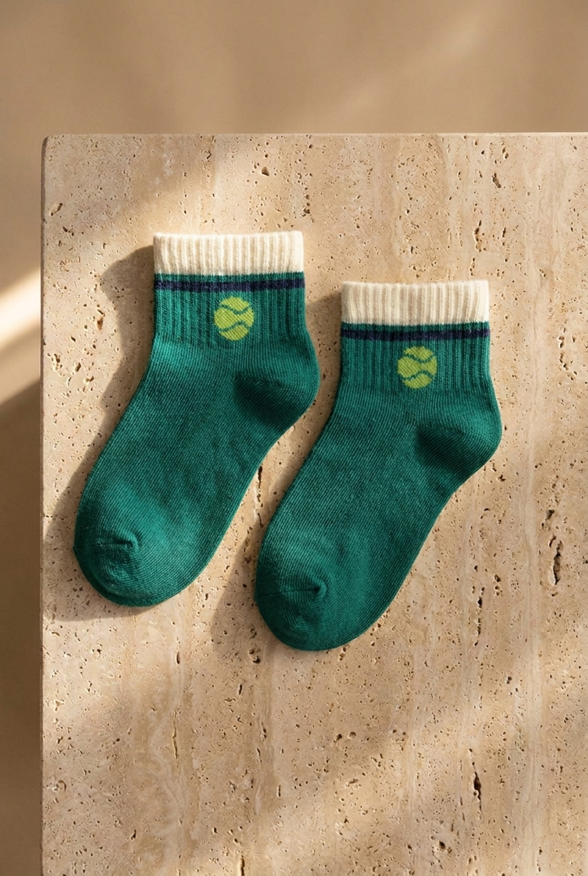 Childrens Tennis Patterned 4-Pack Sock