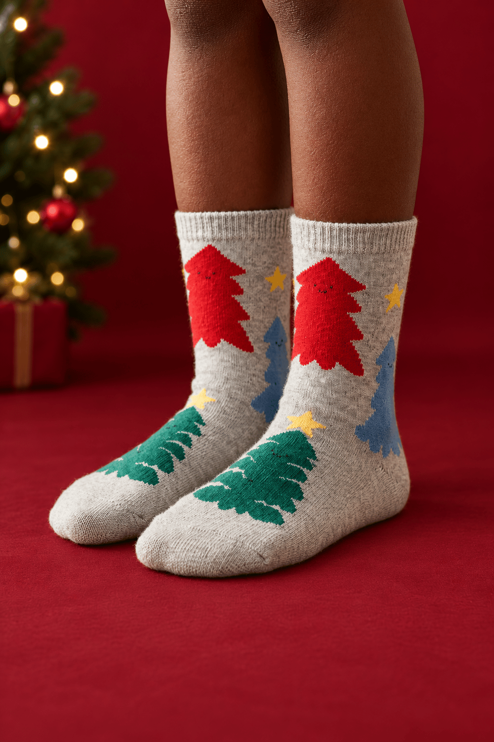 Childrens New Year Themed Ankle Socks Gray