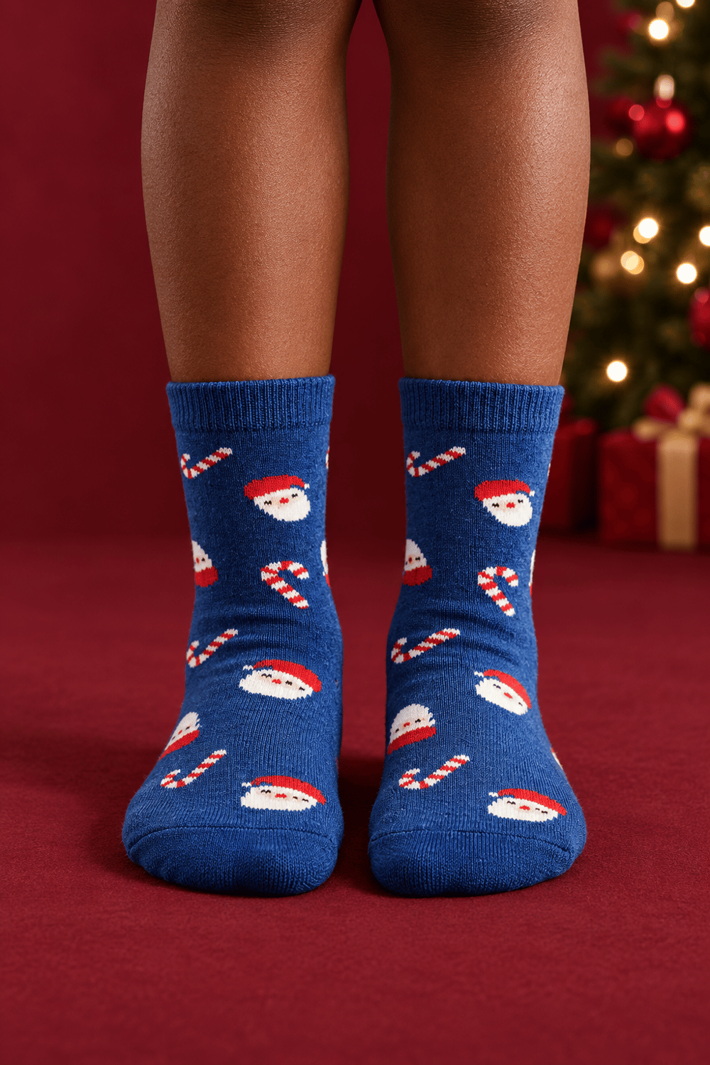 Childrens Christmas Patterned Sock Socks Navy Blue