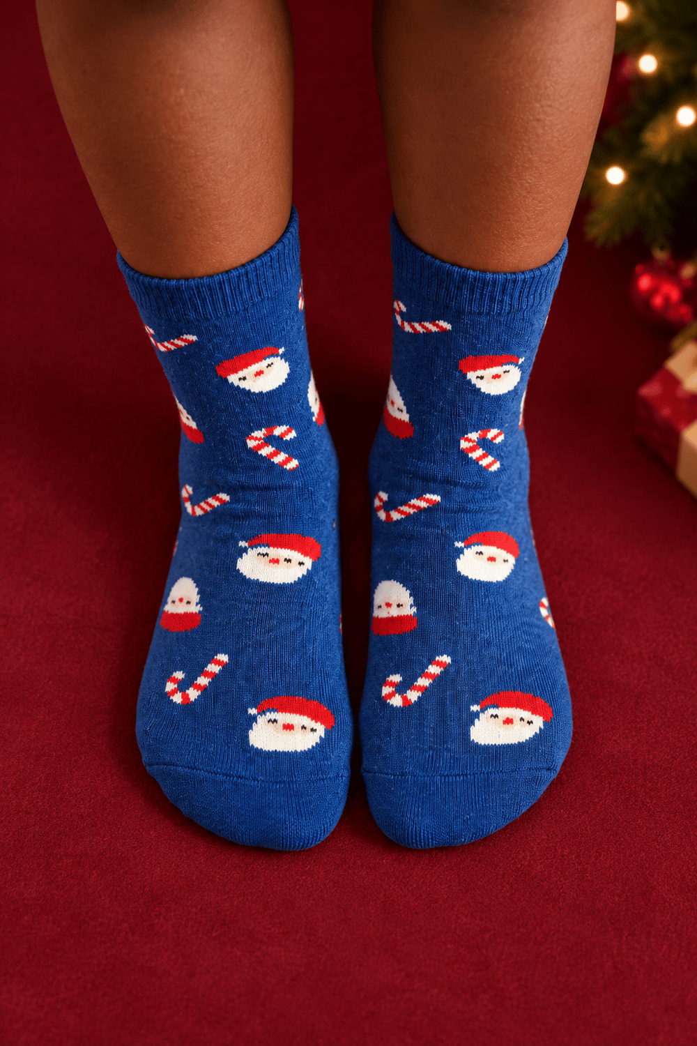 Childrens Christmas Patterned Sock Socks Navy Blue