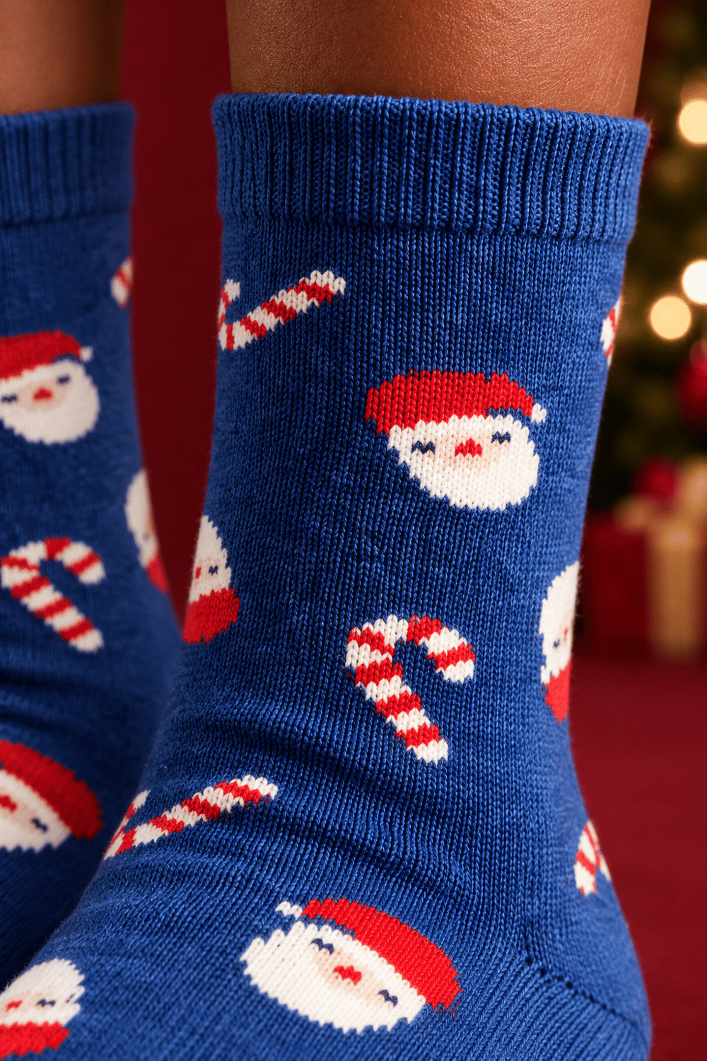 Childrens Christmas Patterned Sock Socks Navy Blue