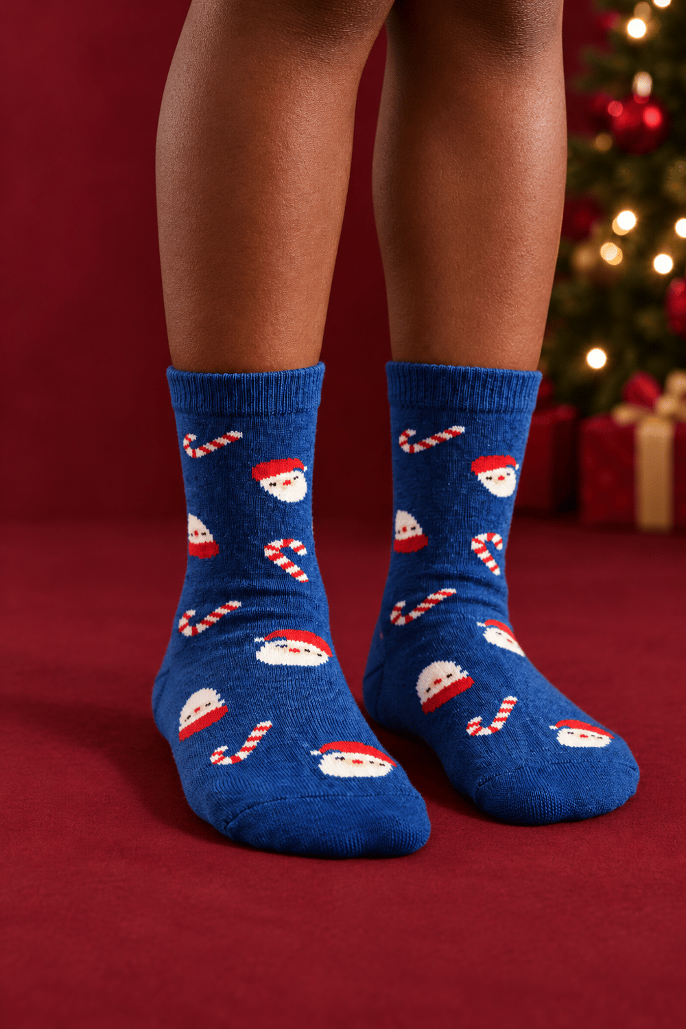 Childrens Christmas Patterned Sock Socks Navy Blue