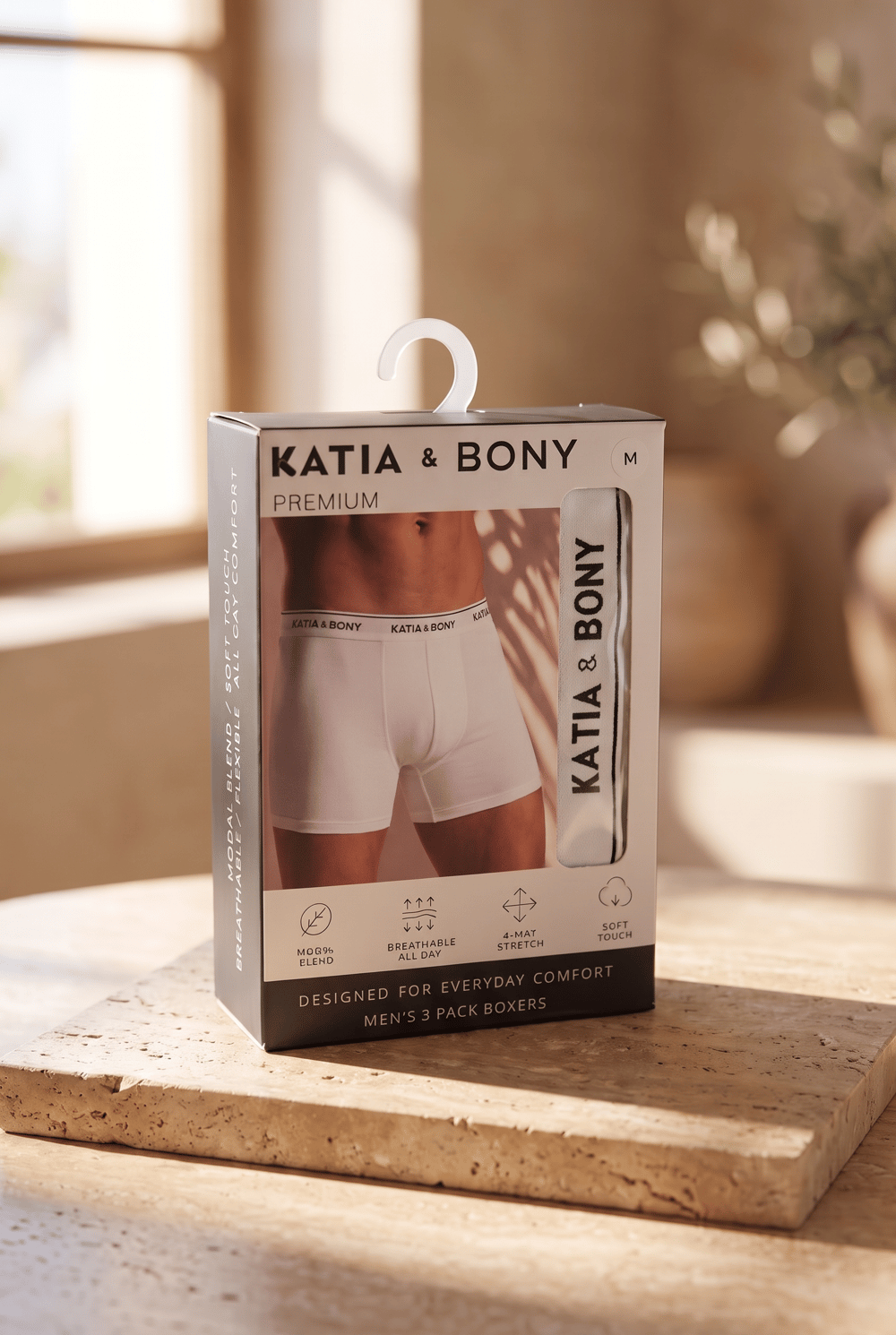 22603M4001 3PCK BASIC KUTULU MODAL ERKEK BOXER Beyaz