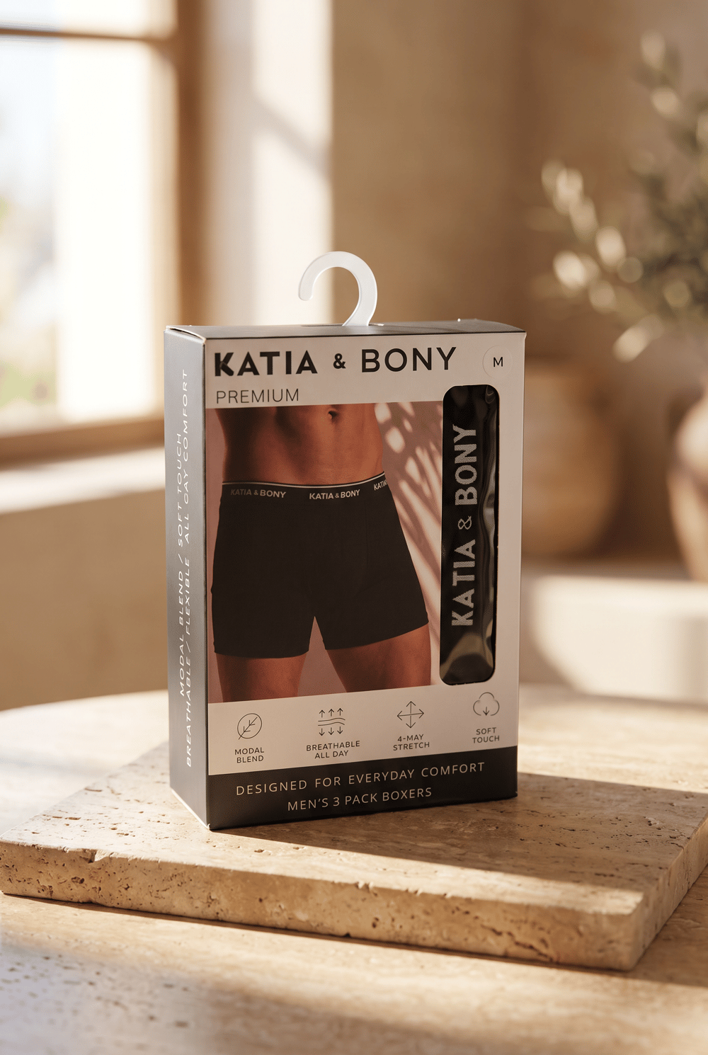 22603M4001 3PCK BASIC KUTULU MODAL ERKEK BOXER SİYAH