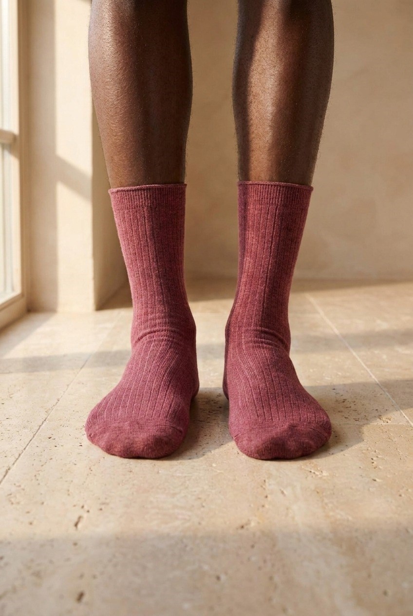Mens Burgundy Colored Modal Socket Socks
