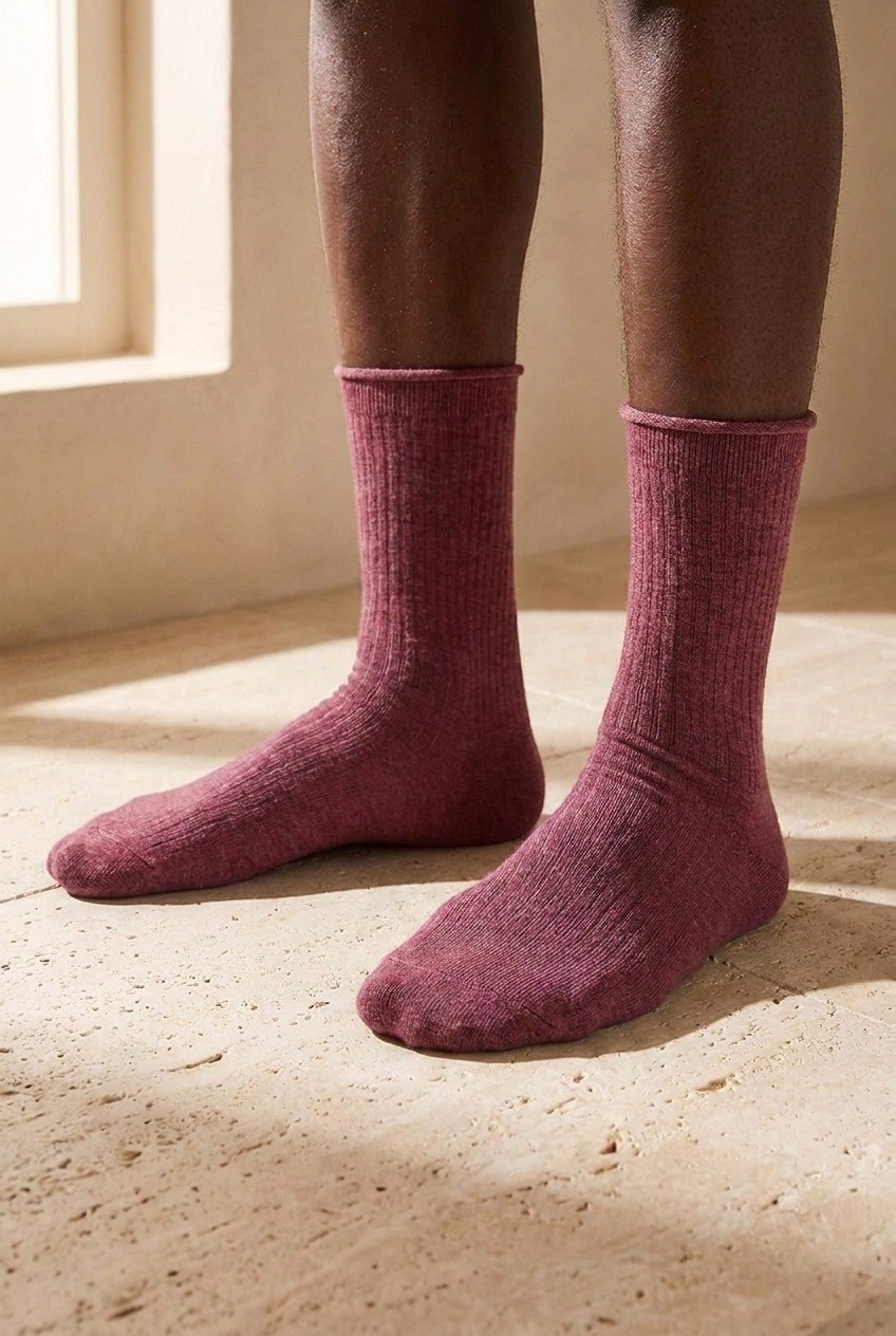 Mens Burgundy Colored Modal Socket Socks