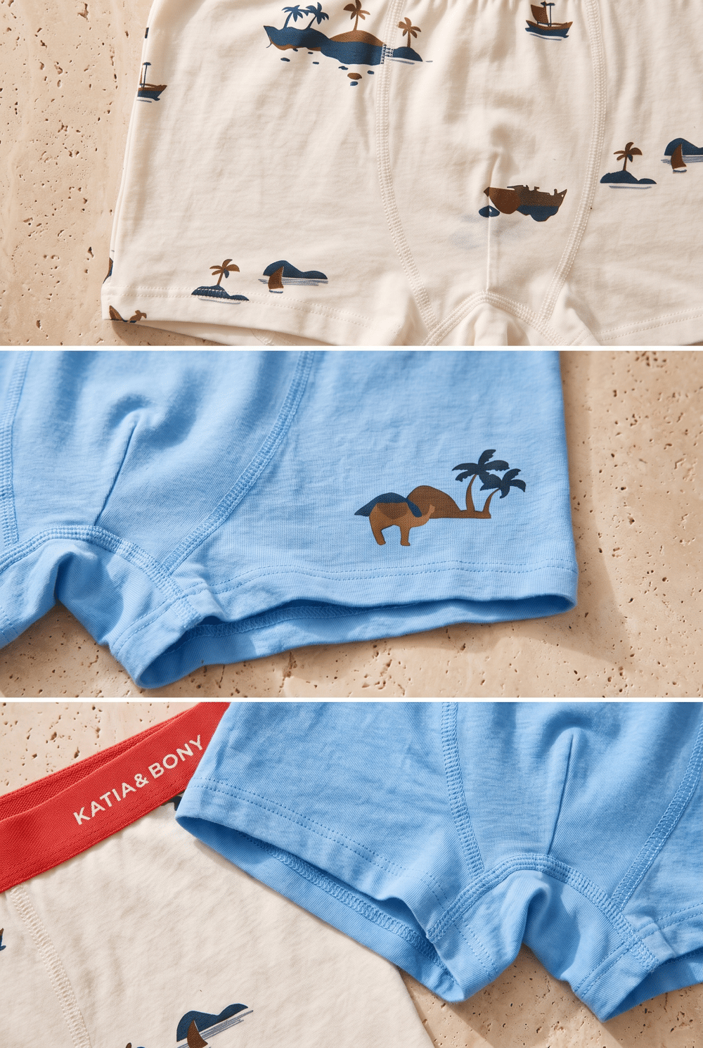 Erkek Çocuk 2li Paket Safari Boxer Ekru