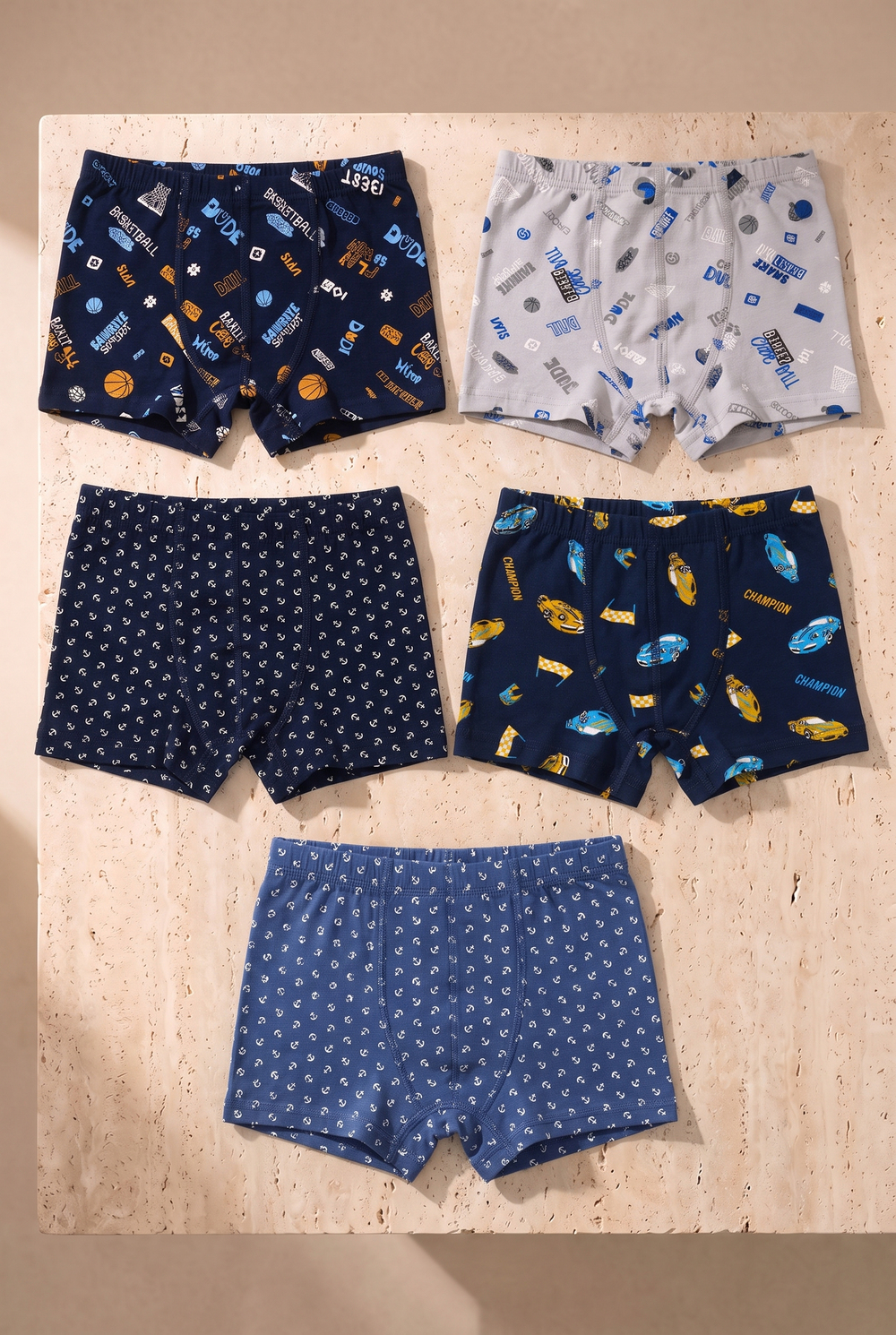 Erkek Çocuk 5li Paket Karışık Desenli Boxer