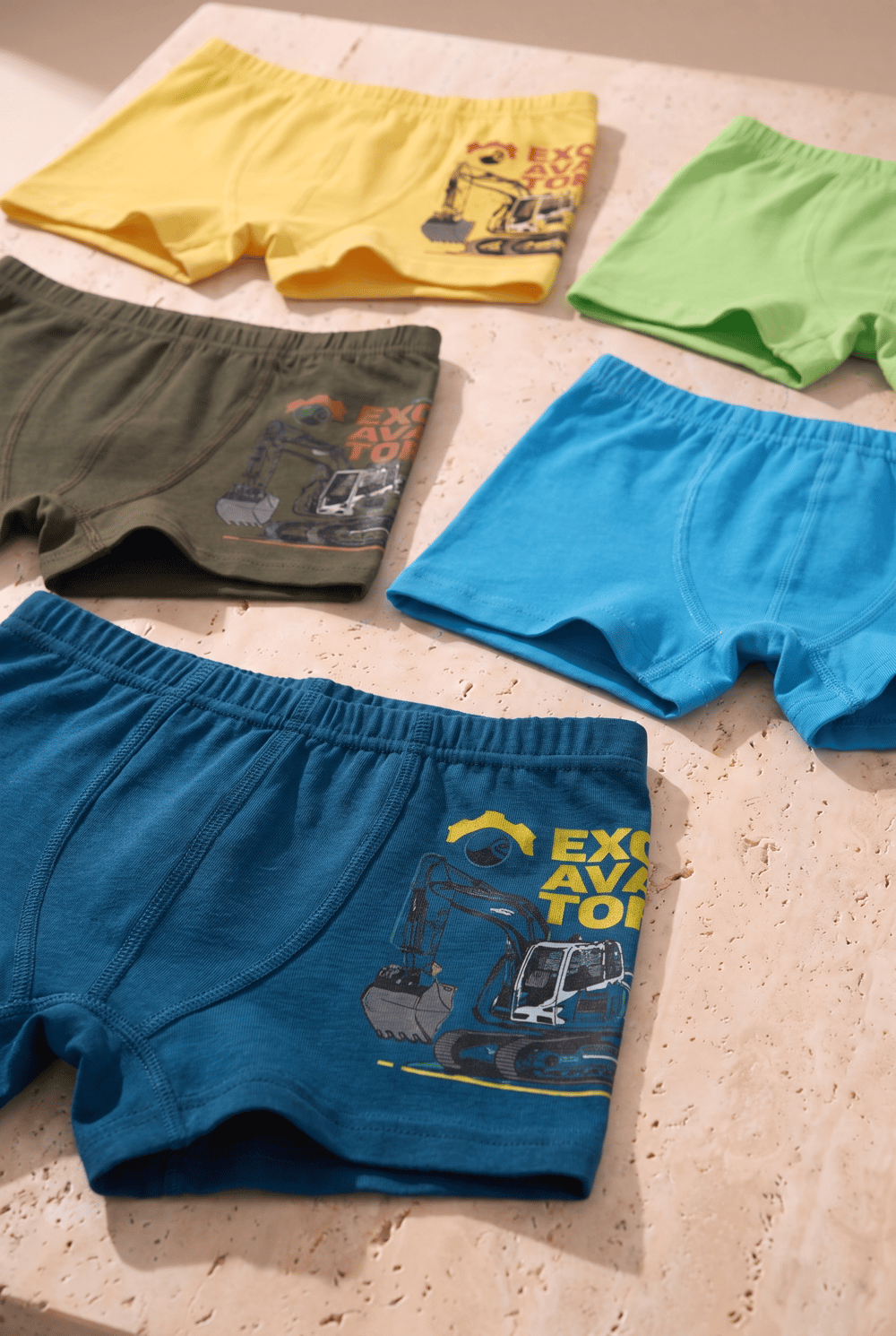 Erkek Çocuk 5li Paket Traktör Baskılı Boxer