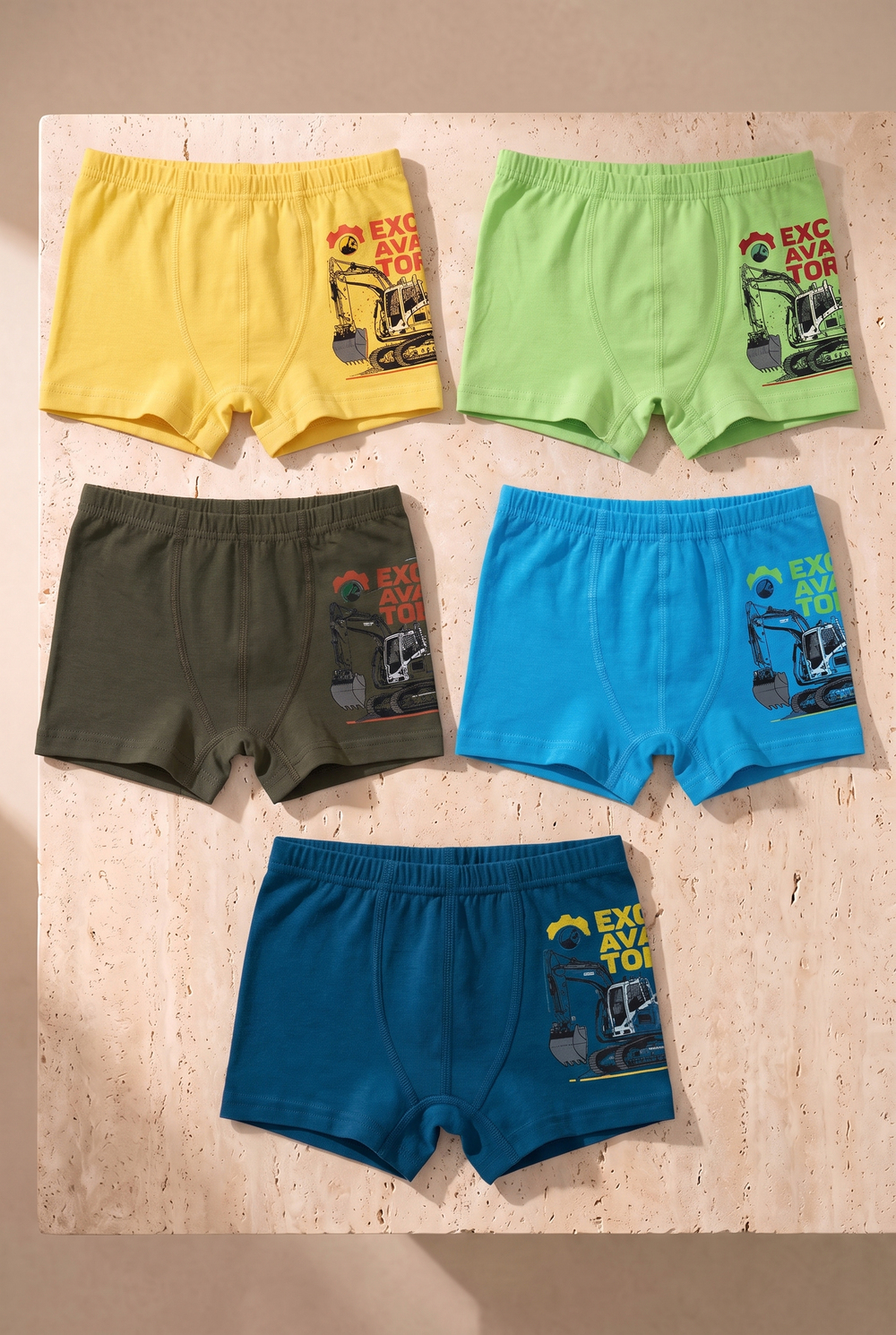 Erkek Çocuk 5li Paket Traktör Baskılı Boxer