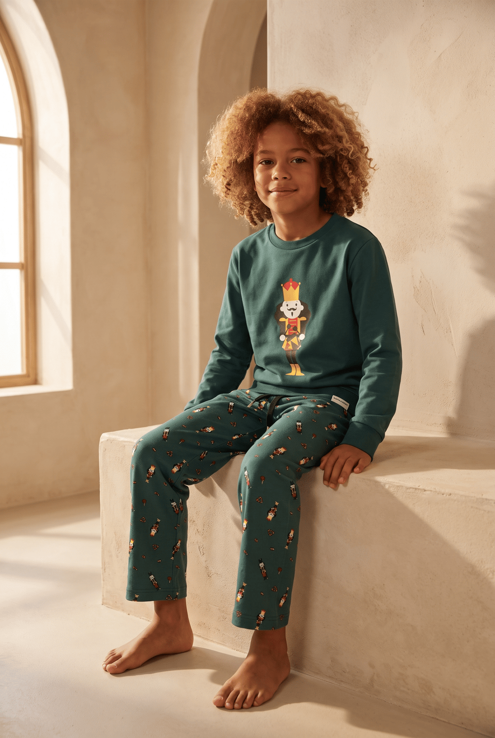 Erkek Çocuk Dear Santa Kurşun Asker Desenli Pijama Takımı Yeşil