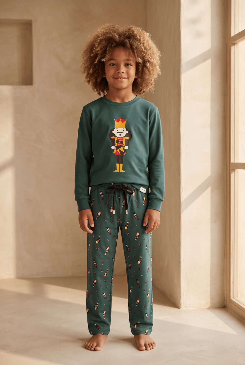 Erkek Çocuk Dear Santa Kurşun Asker Desenli Pijama Takımı Yeşil