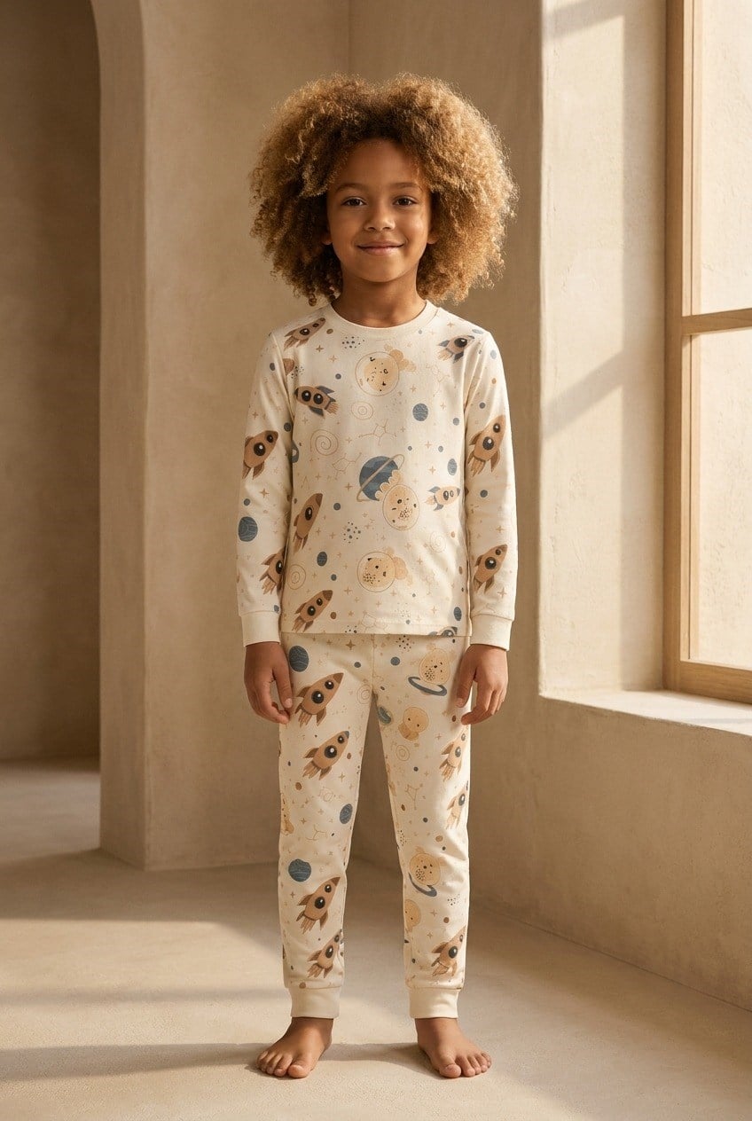 Erkek Çocuk Uzay Desenli Pijama Takımı
