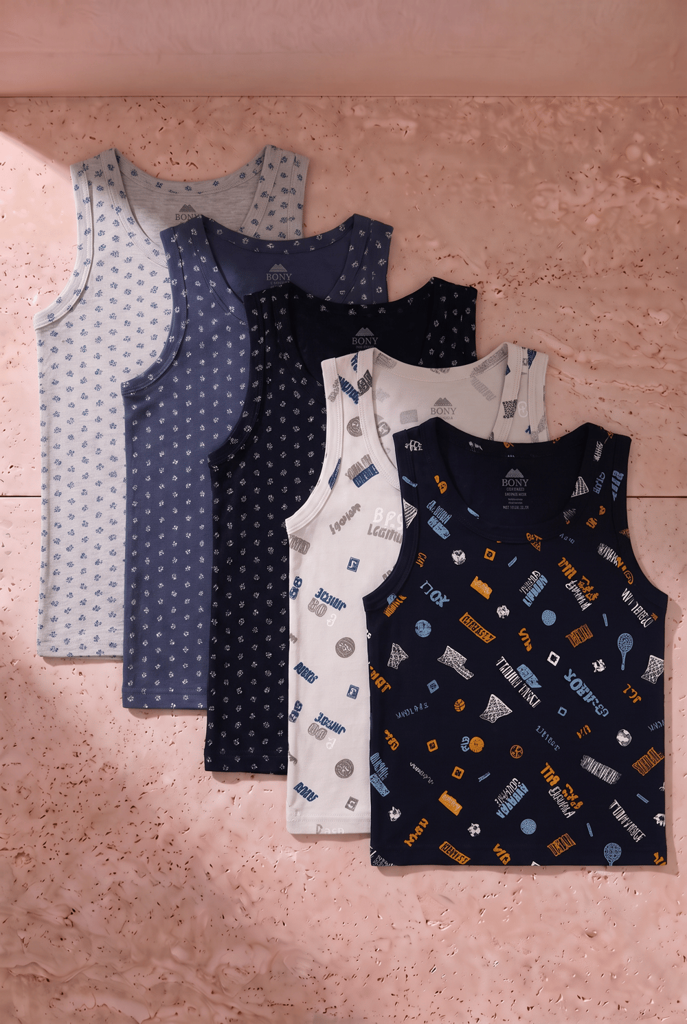 12503G1047 5PCK YAZILI ERKEK ÇOCUK ATLET - 2883 Patterned