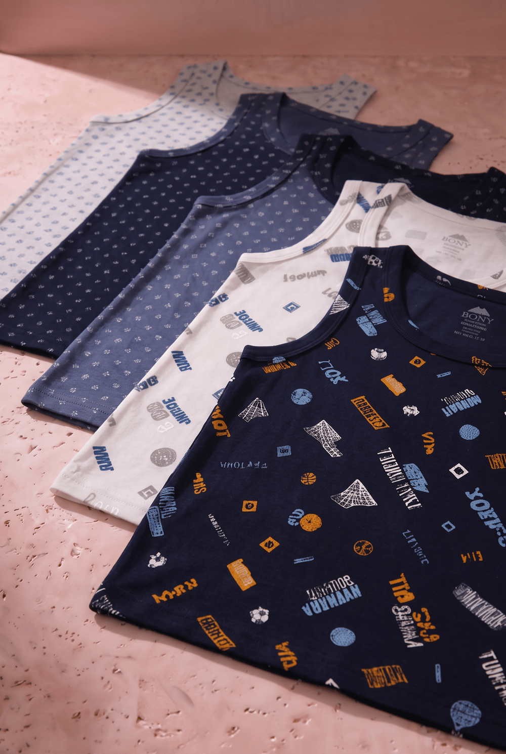 12503G1047 5PCK YAZILI ERKEK ÇOCUK ATLET - 2883 Patterned