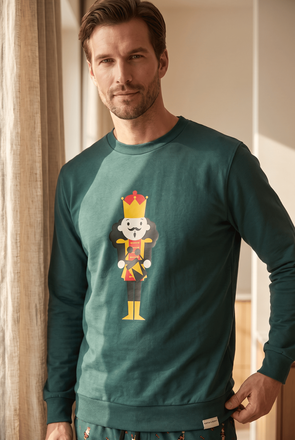 22612M4007 DEAR SANTA KURŞUN ASKER ERKEK PİJAMA TAKIM DARK Yeşil