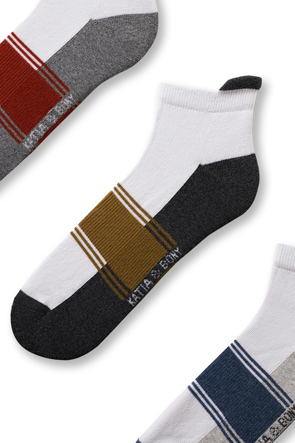 Mens Thick Striped Patterned 3-Piece Booties Socks