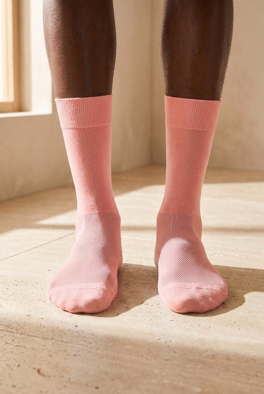 Mens Mercery Knit Socket Socks Pink Melange