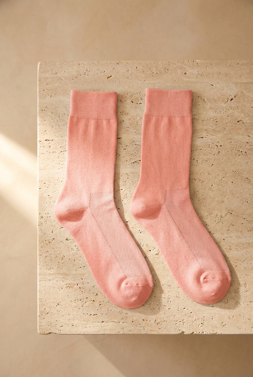 Mens Mercery Knit Socket Socks Pink Melange