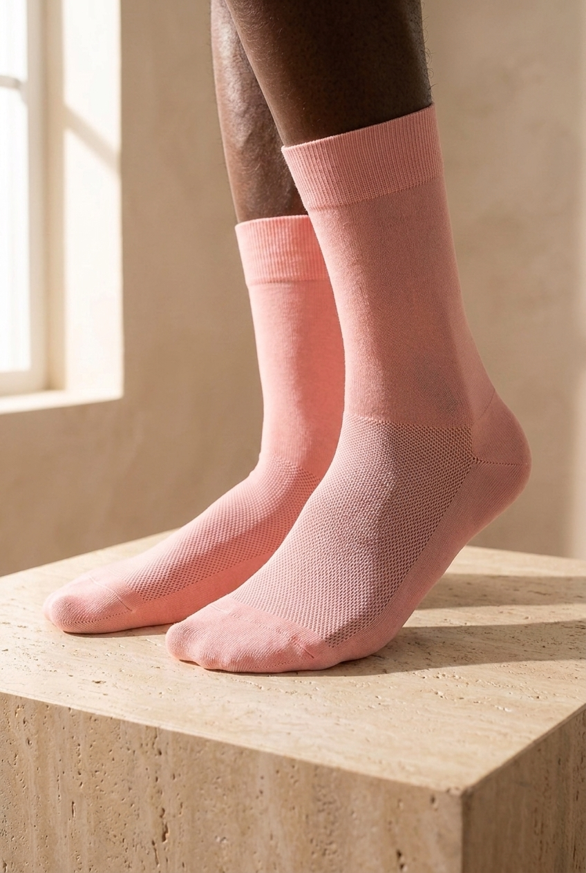 Mens Mercery Knit Socket Socks Pink Melange