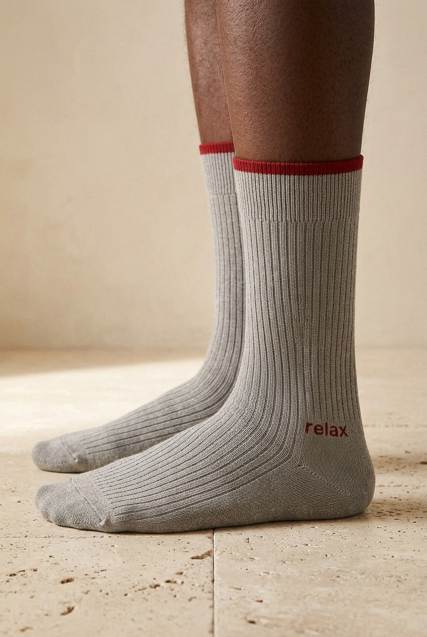 Erkek Relax Baskılı Soket Çorap Gri