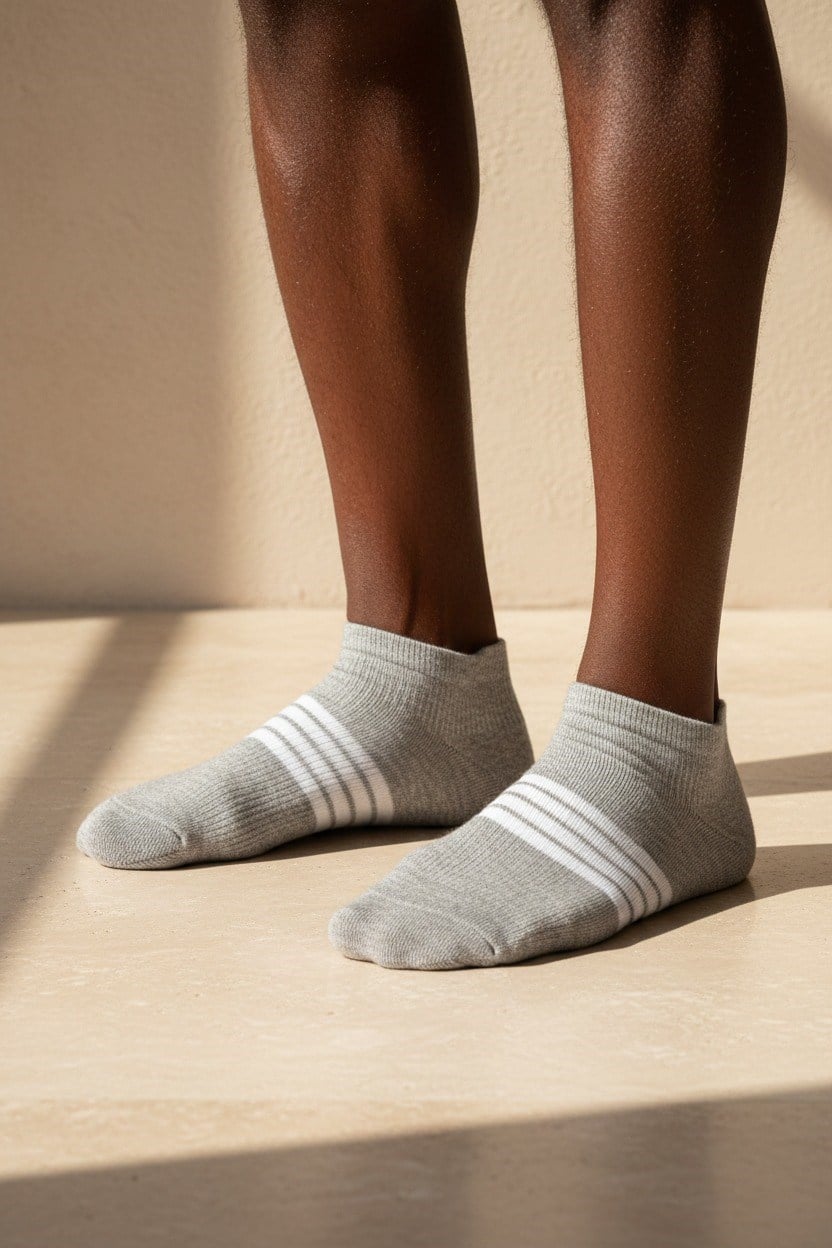 Erkek Şeritli Step Çorap Gri