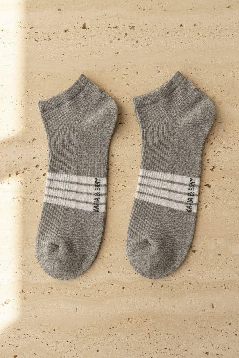 Erkek Şeritli Step Çorap Gri