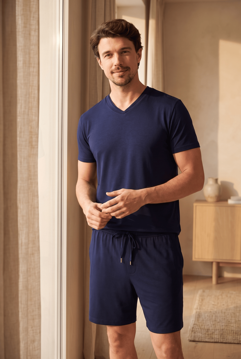 Erkek Silver V Yaka Pijama Üst Lacivert