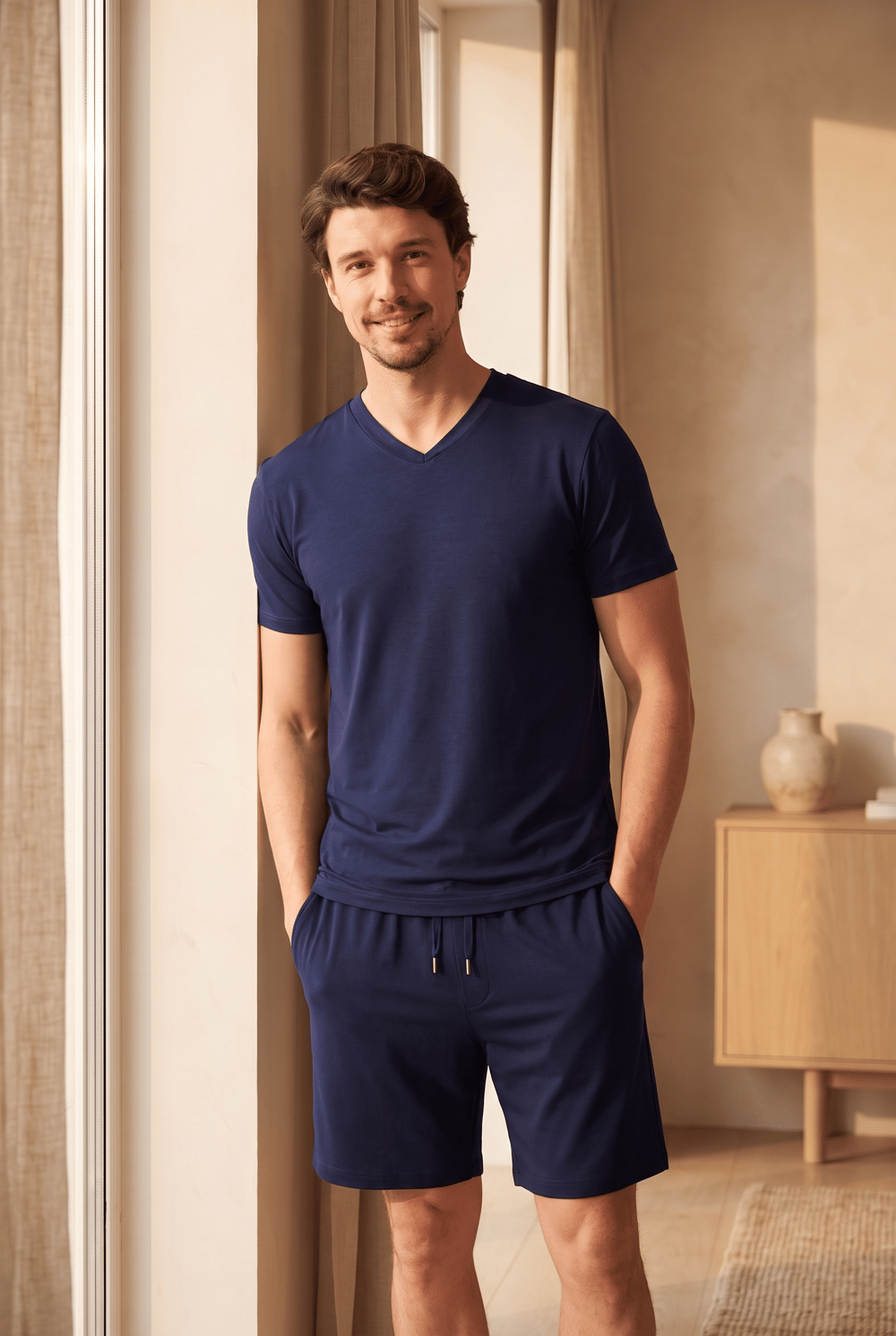 Erkek Silver V Yaka Pijama Üst Lacivert