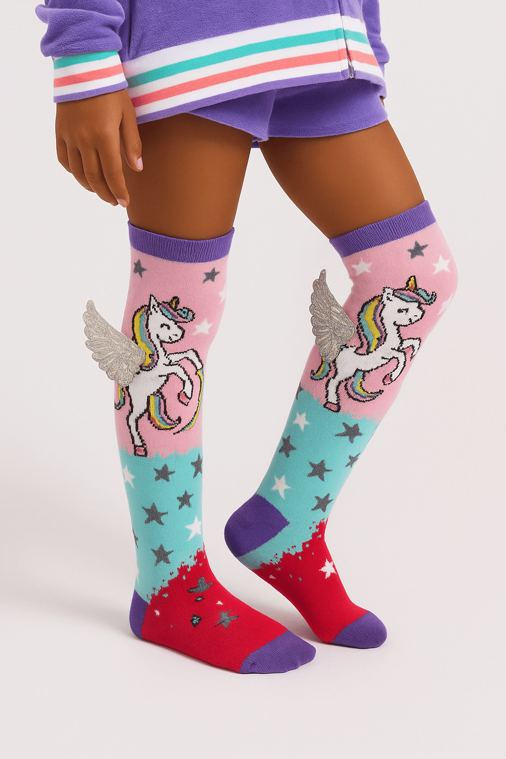 Flying Unicorn Kız Çocuk Dizaltı Çorap Desenli