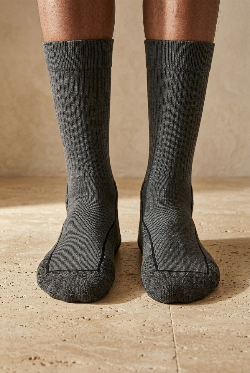 Towel Jacquard Mens Socks Gray