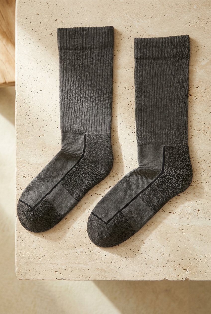 Towel Jacquard Mens Socks Gray