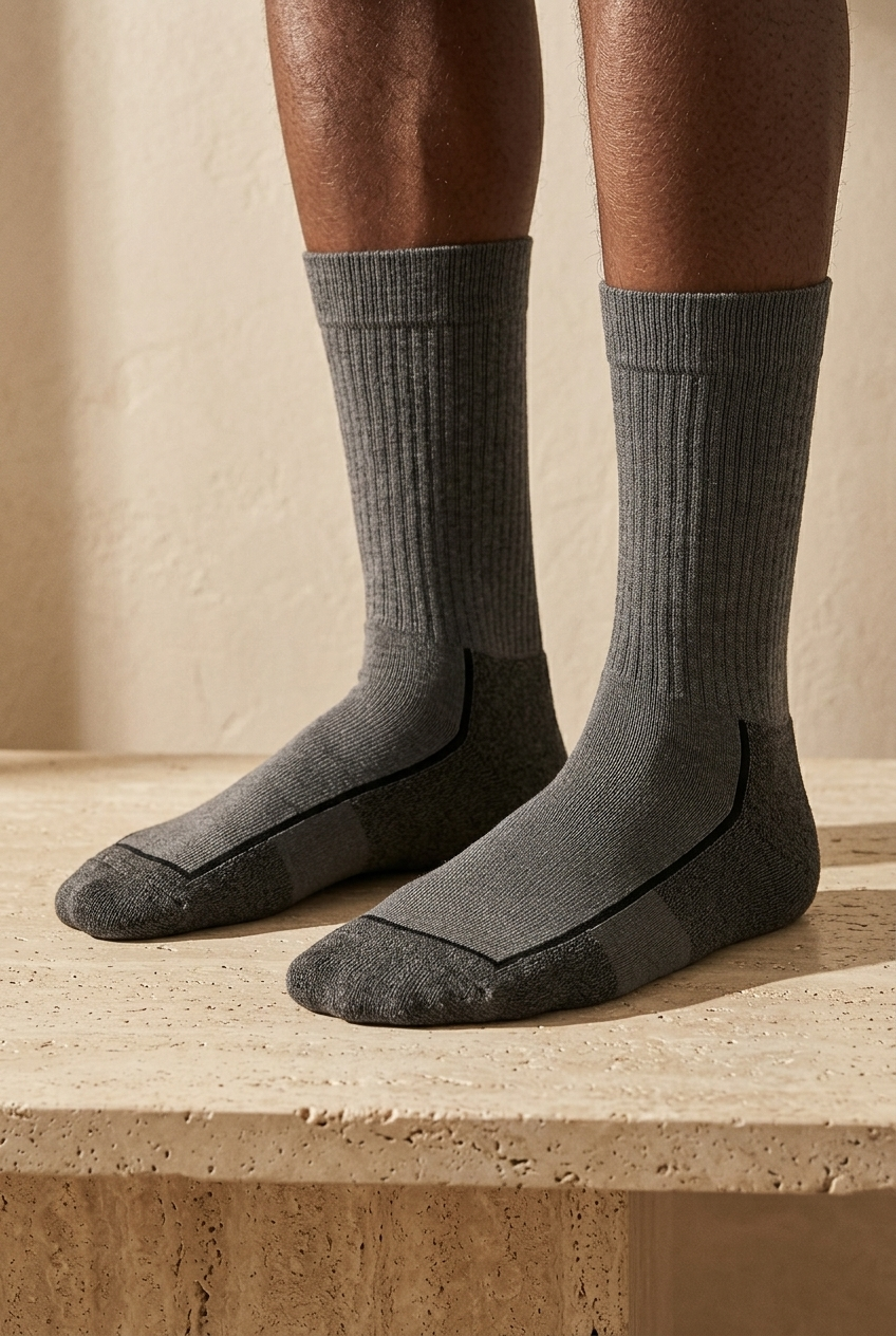 Towel Jacquard Mens Socks Gray