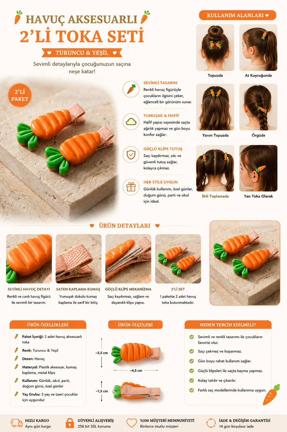 2-Piece Orange Buckle With Carrot Accessory