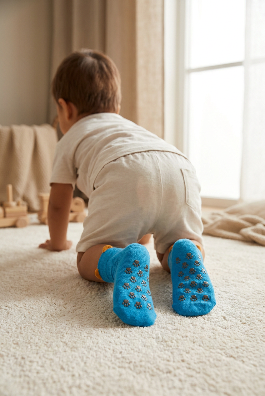 Animal Patterned Blue Baby Socks