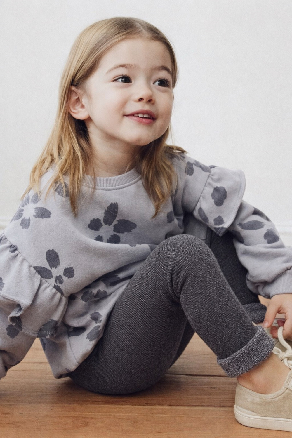 İçi Havlu Kids Leggings Anthracite/Gray-Melanj.