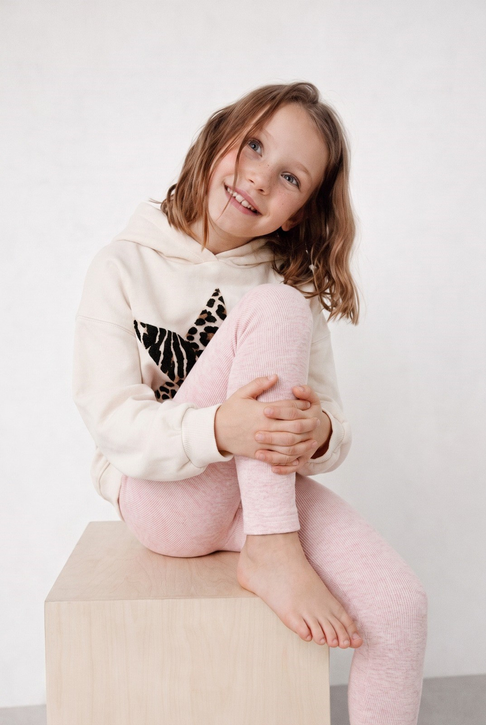 İçi Havlu Kids Leggings Pembe Melanj