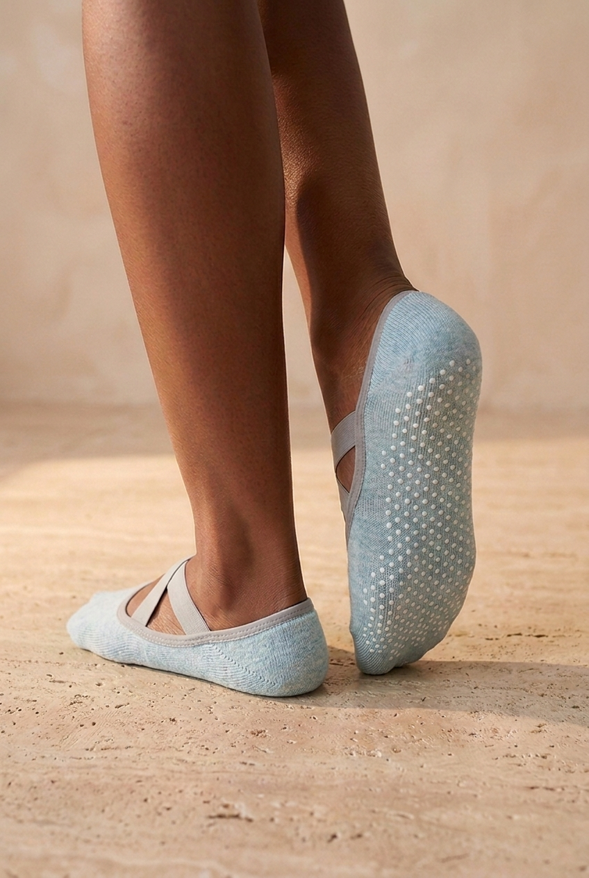Womens 2-Piece Asta Yoga / Pilates Socks Lilac / Light Blue