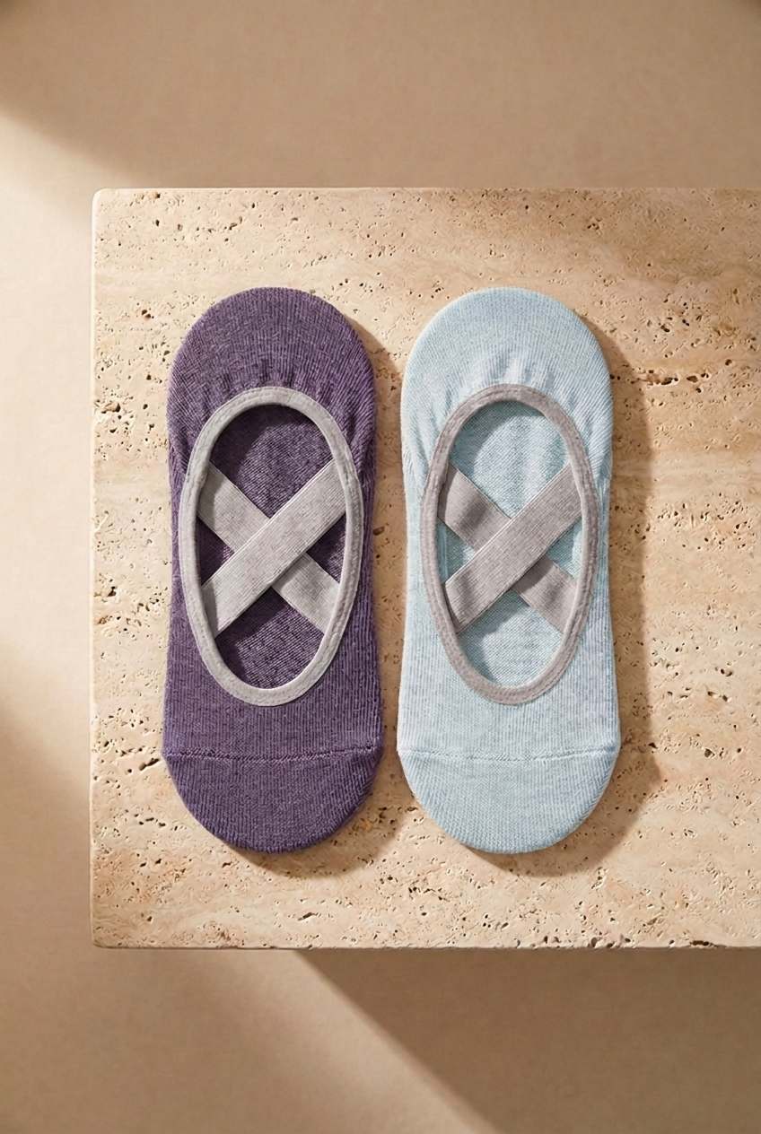 Womens 2-Piece Asta Yoga / Pilates Socks Lilac / Light Blue