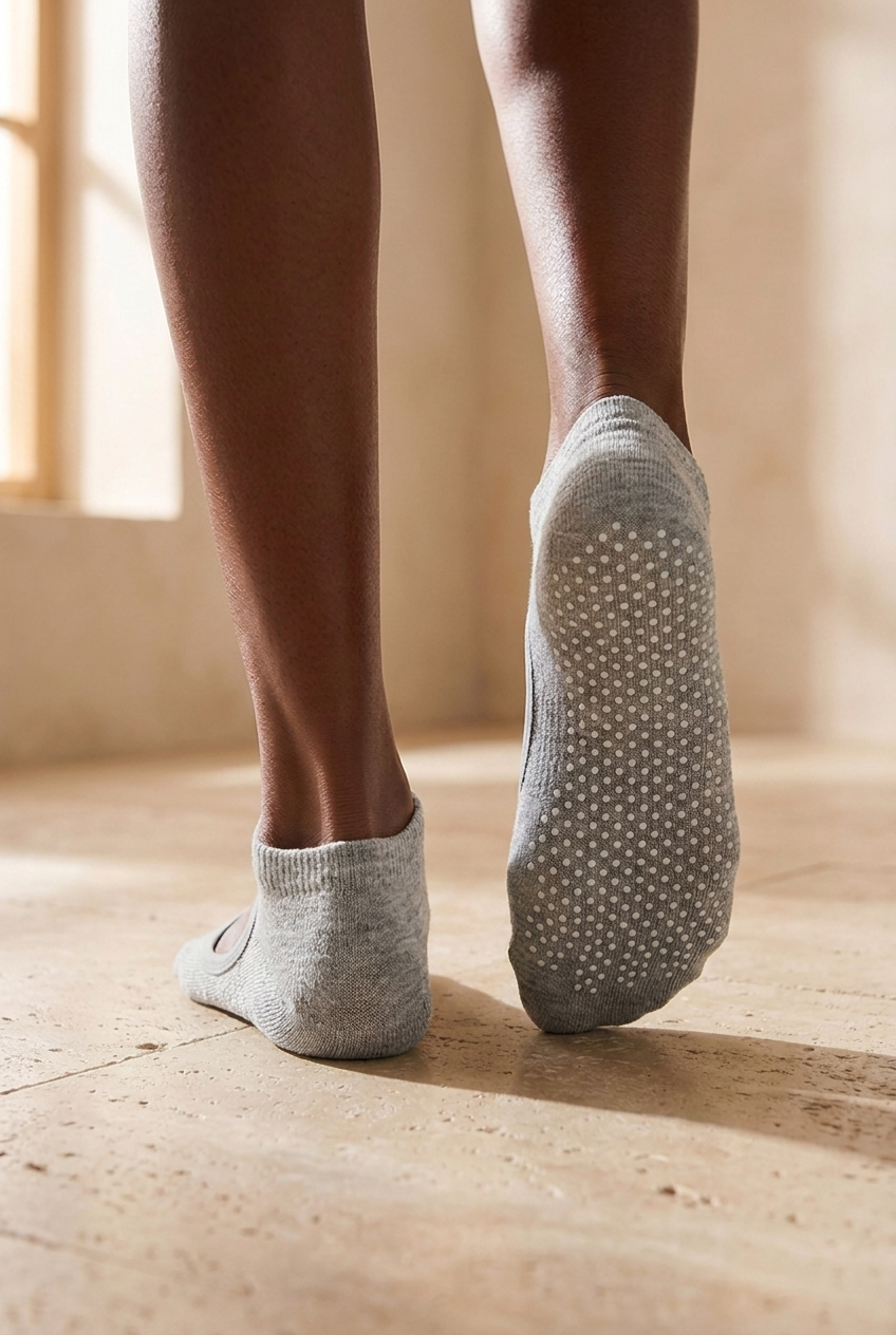 Kadın 2li Asta Yoga / Pilates Step Çorap Siyah / Gri Melanj