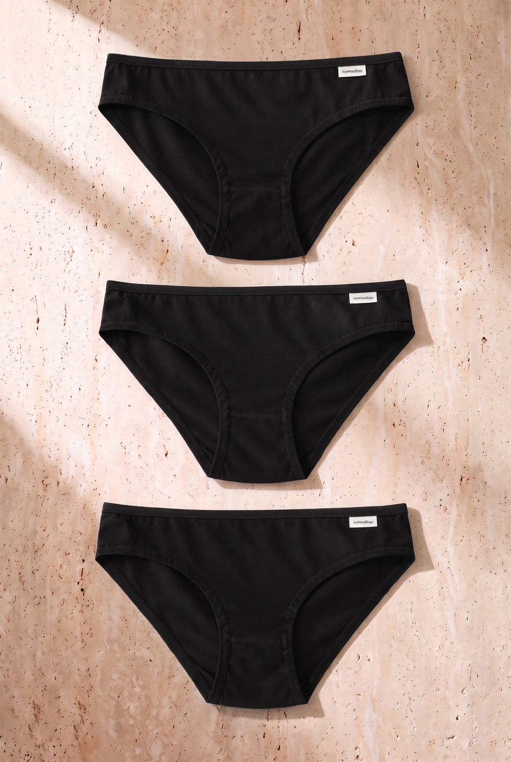 Kadın 3lü Basic Slip Külot Siyah