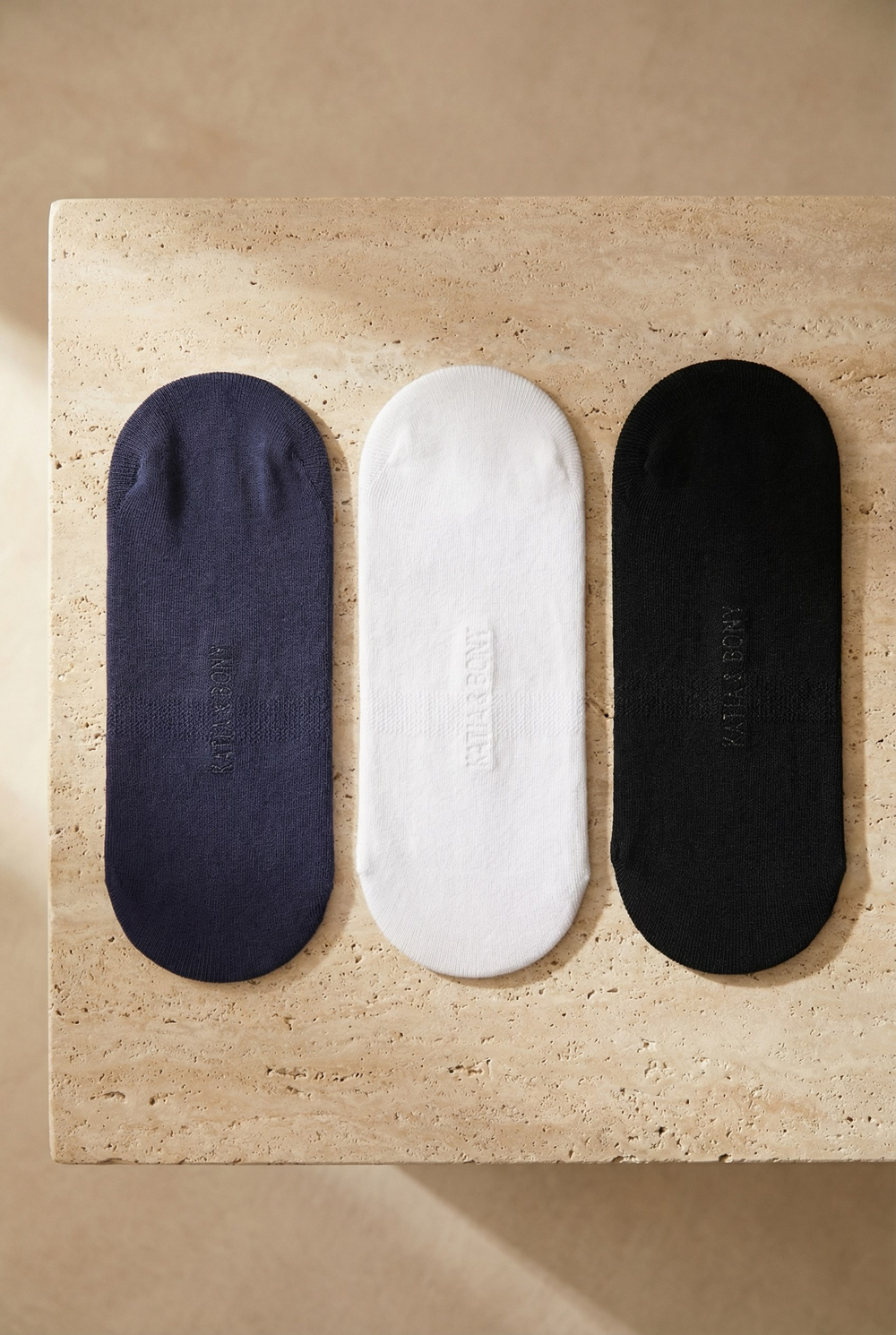 Womens 3-Pack Basic Invisible Ankle Socks Black/White/Navy Blue