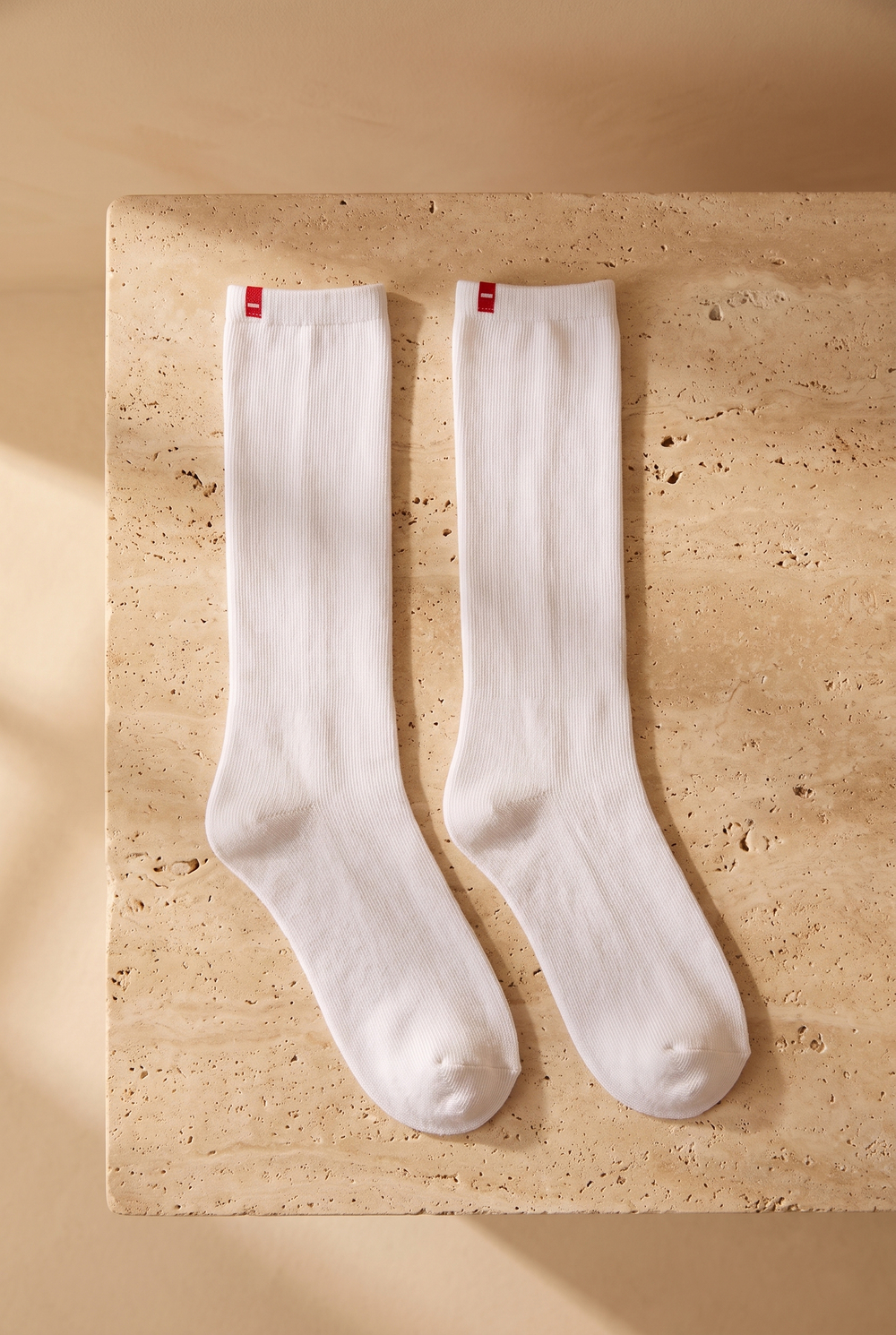 Womens White Colored Famliy Basic Knee-Length Socks