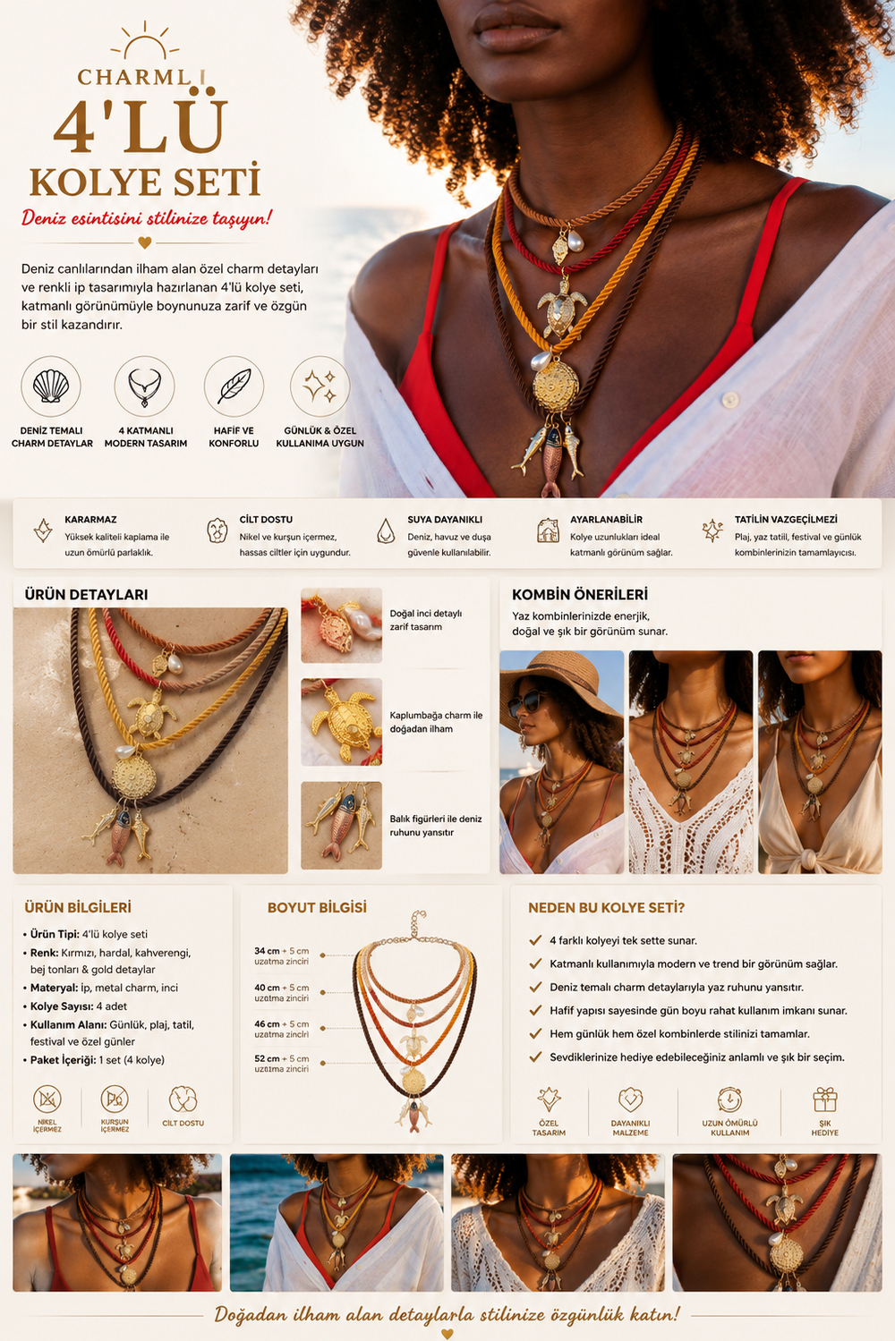 Womens Charm Necklace Set Of 4