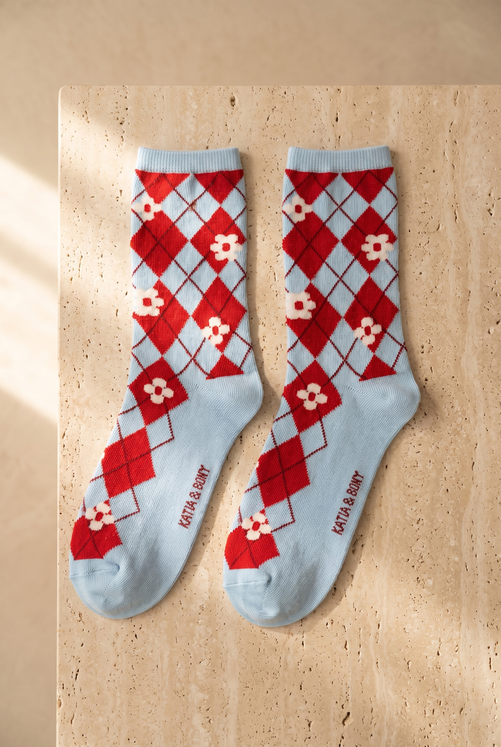 Plaıd Floral Womens Socks Socks Blue