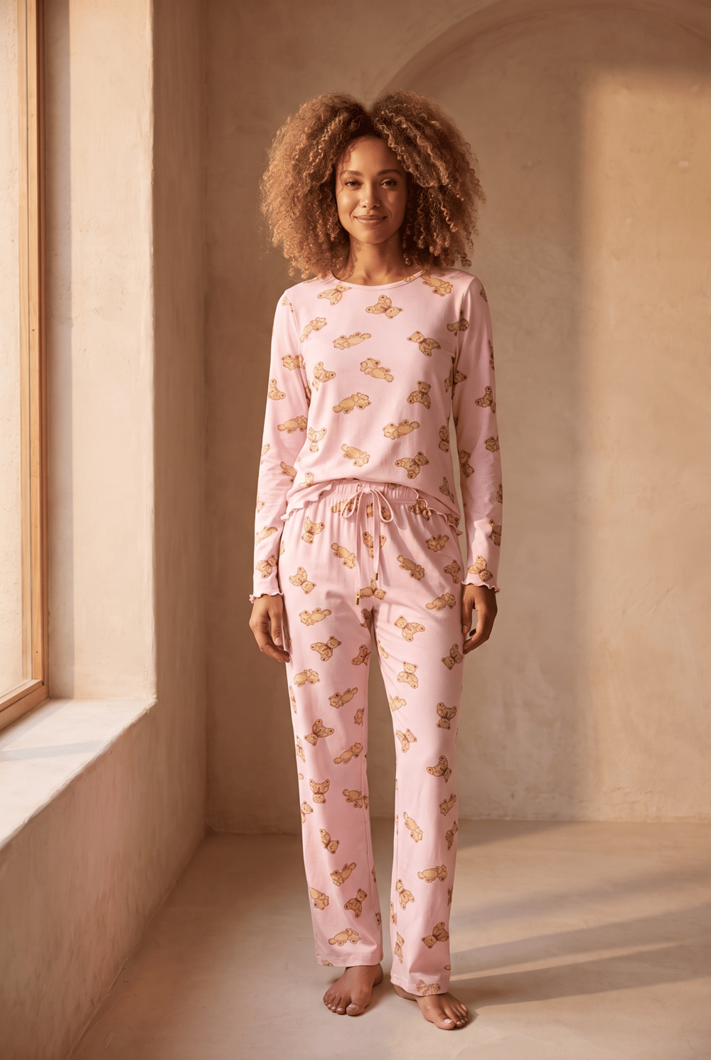 22612W3004 CUTE EDITION TEDDY KADIN PİJAMA TAKIM Pembe
